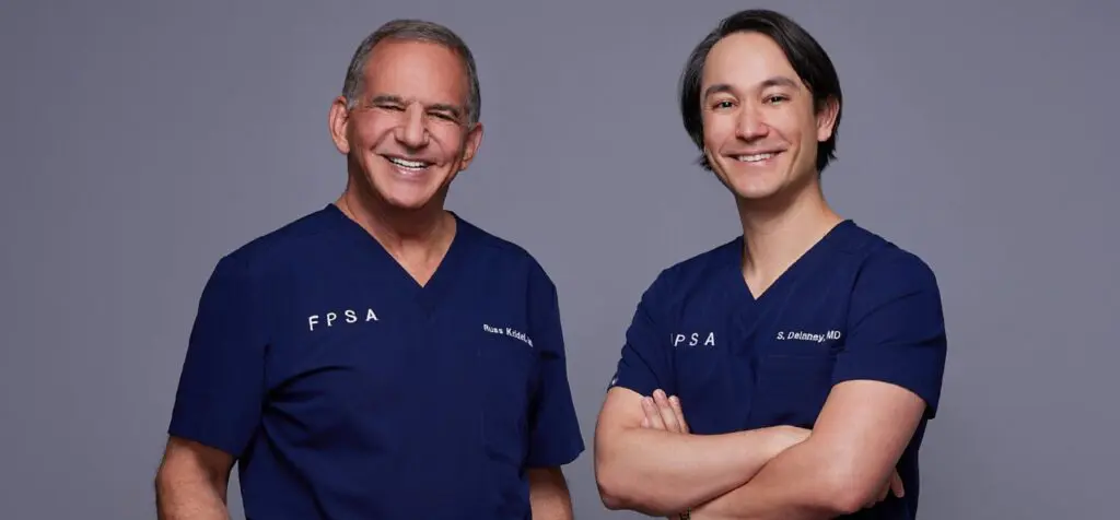 Banner of Dr. Delaney and Dr. Kridel in their scrubs